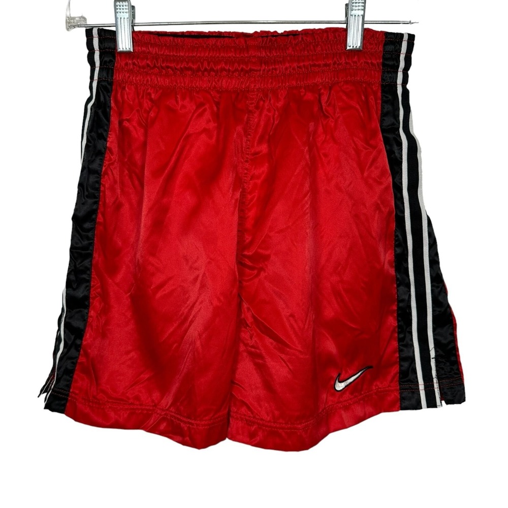 Vintage Nike Medium Basketball Shorts Gym Red Black Swoosh Pull On Mens Lined